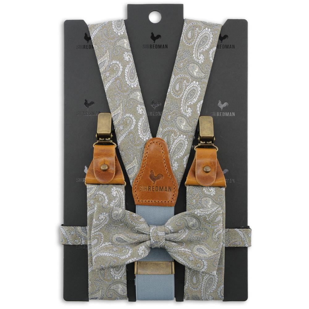 suspenders combi pack Paisley Partito verde marrone - 1