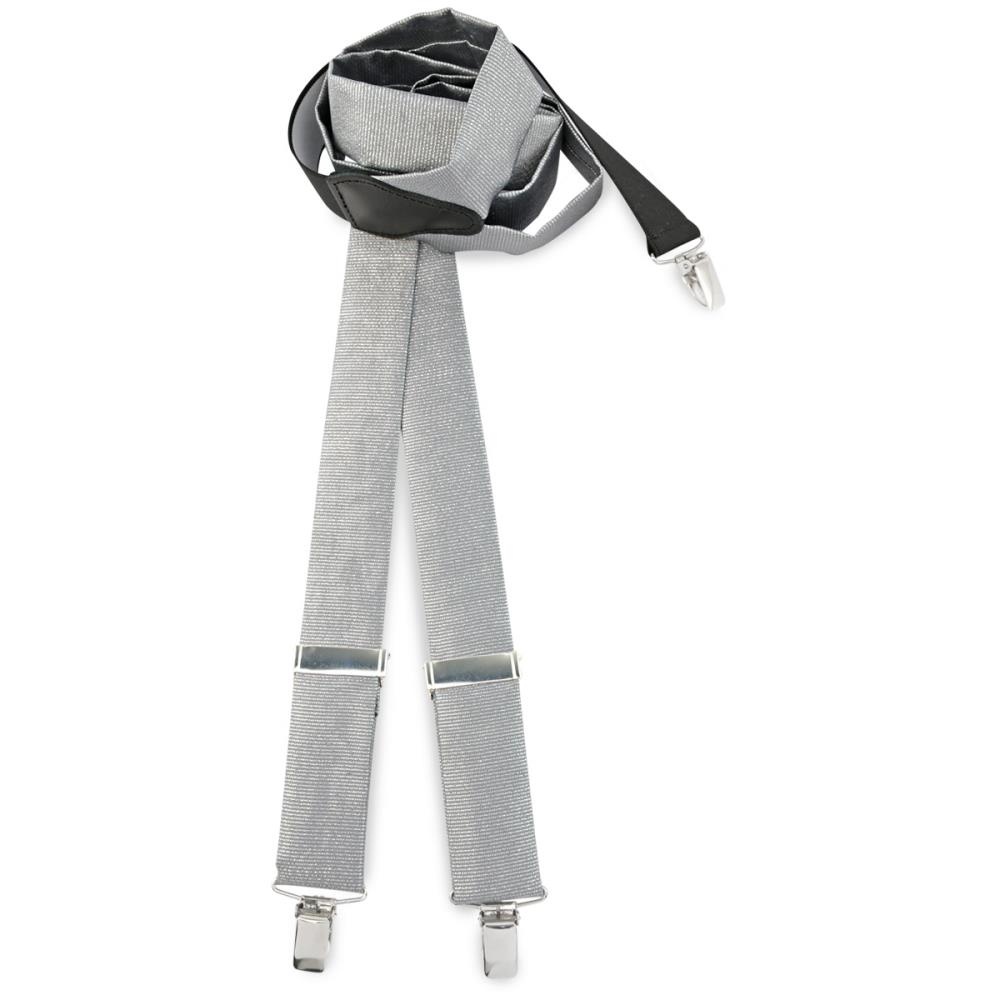 suspenders fabric silver lurex - 1