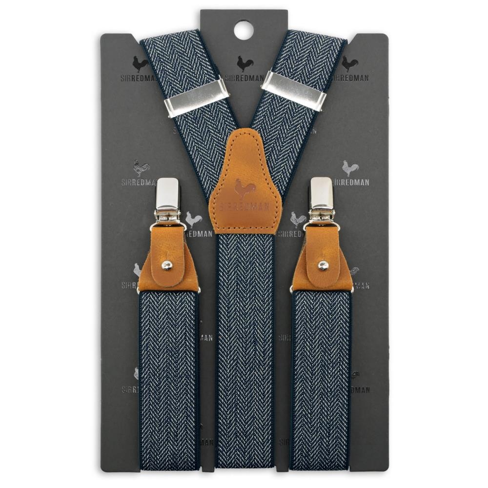 suspenders herringbone pattern blue - 2