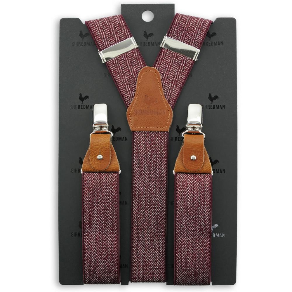 suspenders Herringbone pattern bordeaux - 2