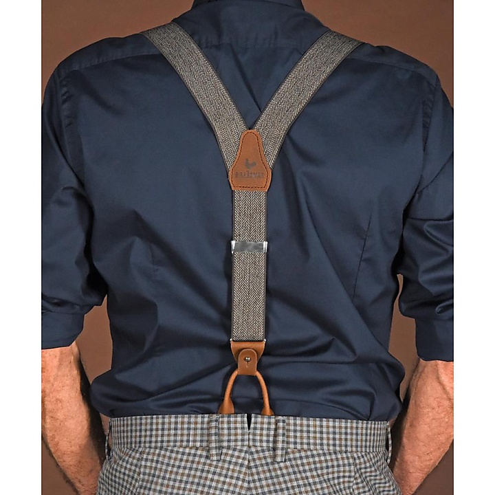 suspenders Herringbone pattern brown