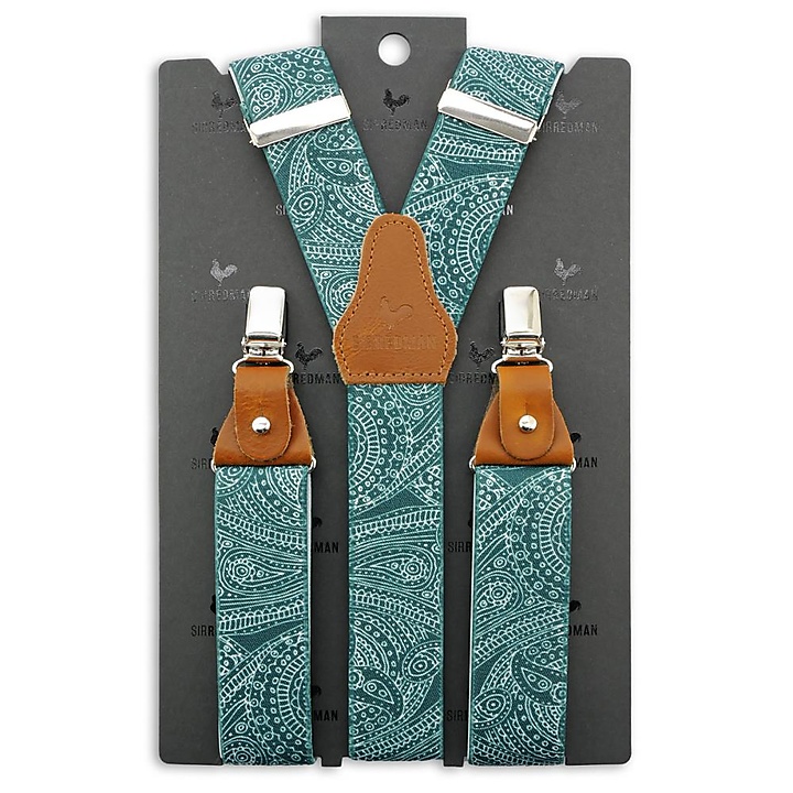 suspenders Paisley Sketch green