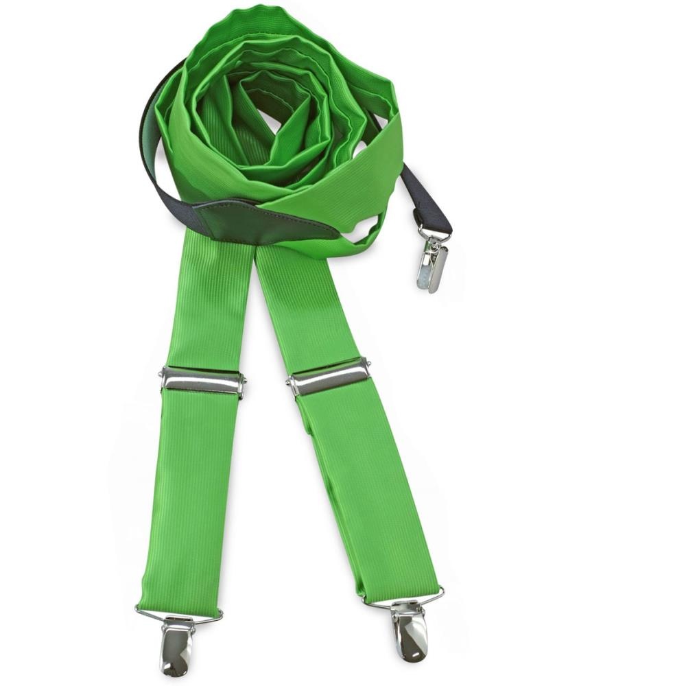 suspenders polyester fabric apple green repp - 1
