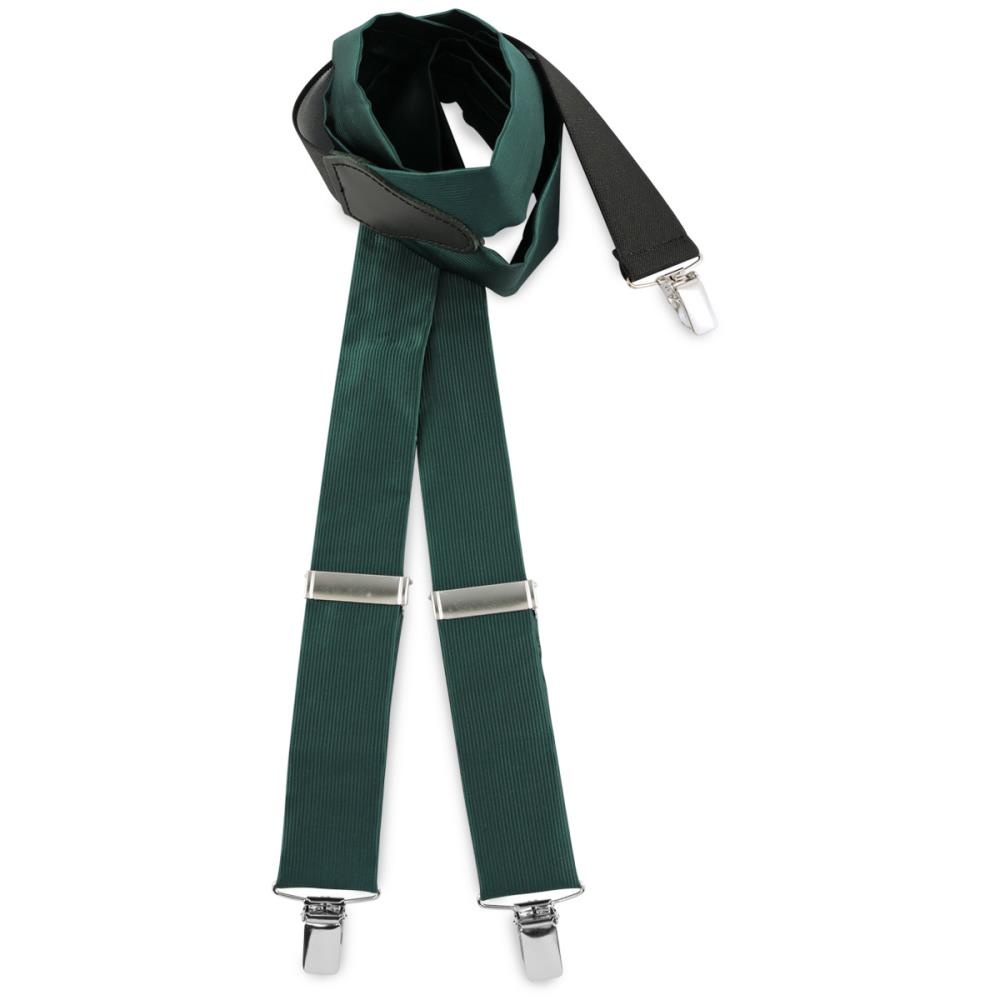 suspenders polyester fabric bottle green repp - 1
