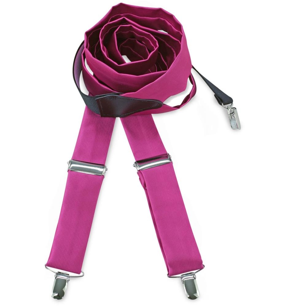 suspenders polyester fabric fuchsia repp - 1