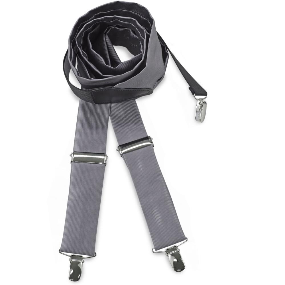 suspenders polyester fabric grey repp - 1