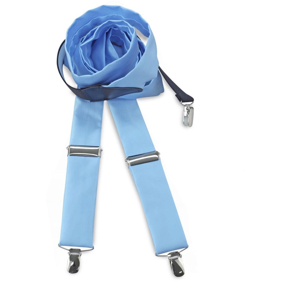 suspenders polyester fabric light blue repp - 1