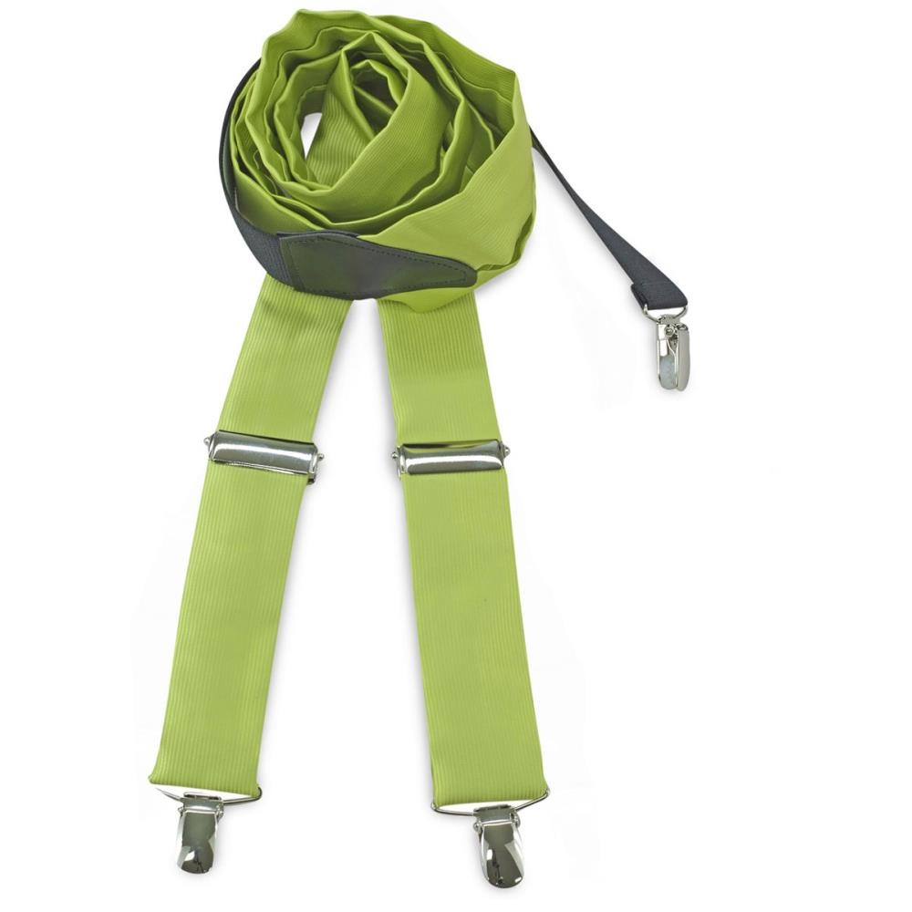 suspenders polyester fabric lime green repp - 1