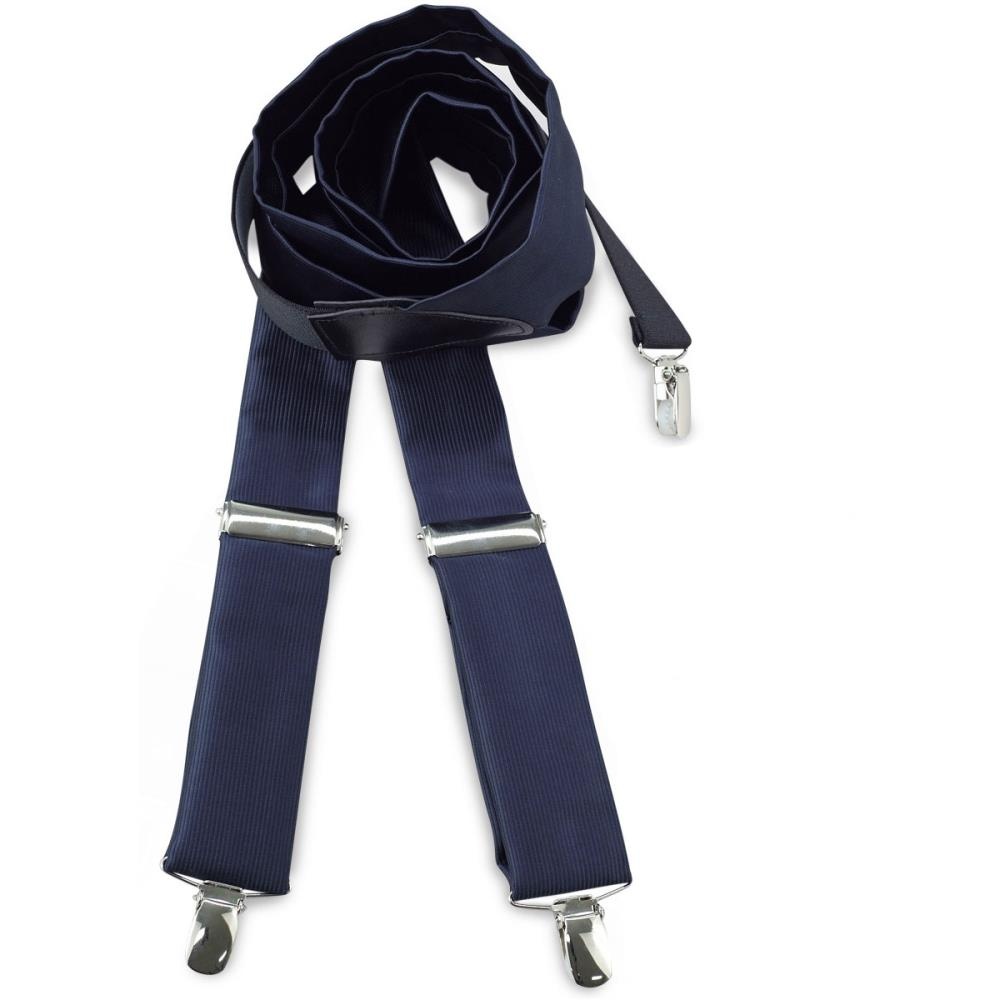 suspenders polyester fabric navy repp - 1