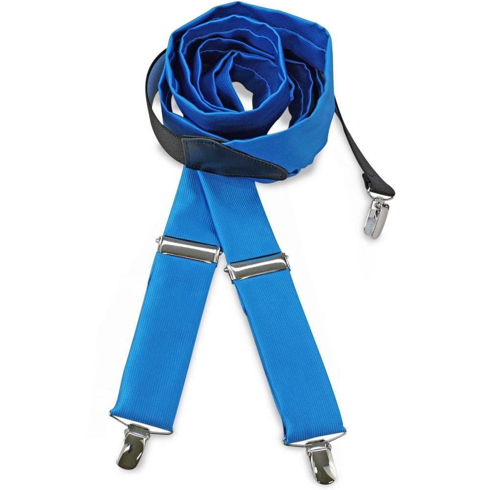 suspenders polyester fabric process blue repp - 1