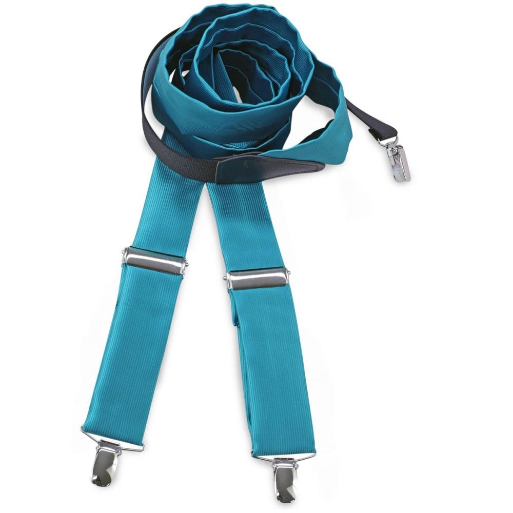 suspenders polyester fabric turquoise repp - 1