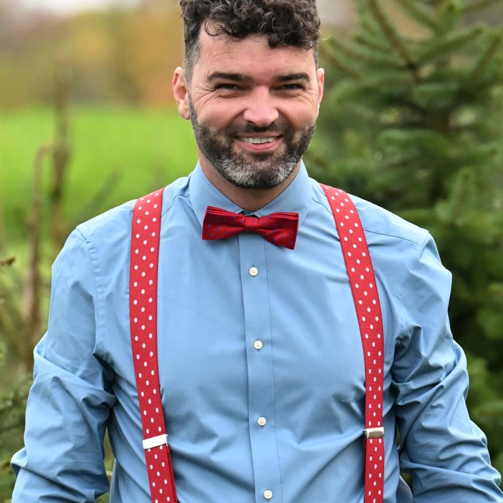Suspenders red with white polkadots - 2