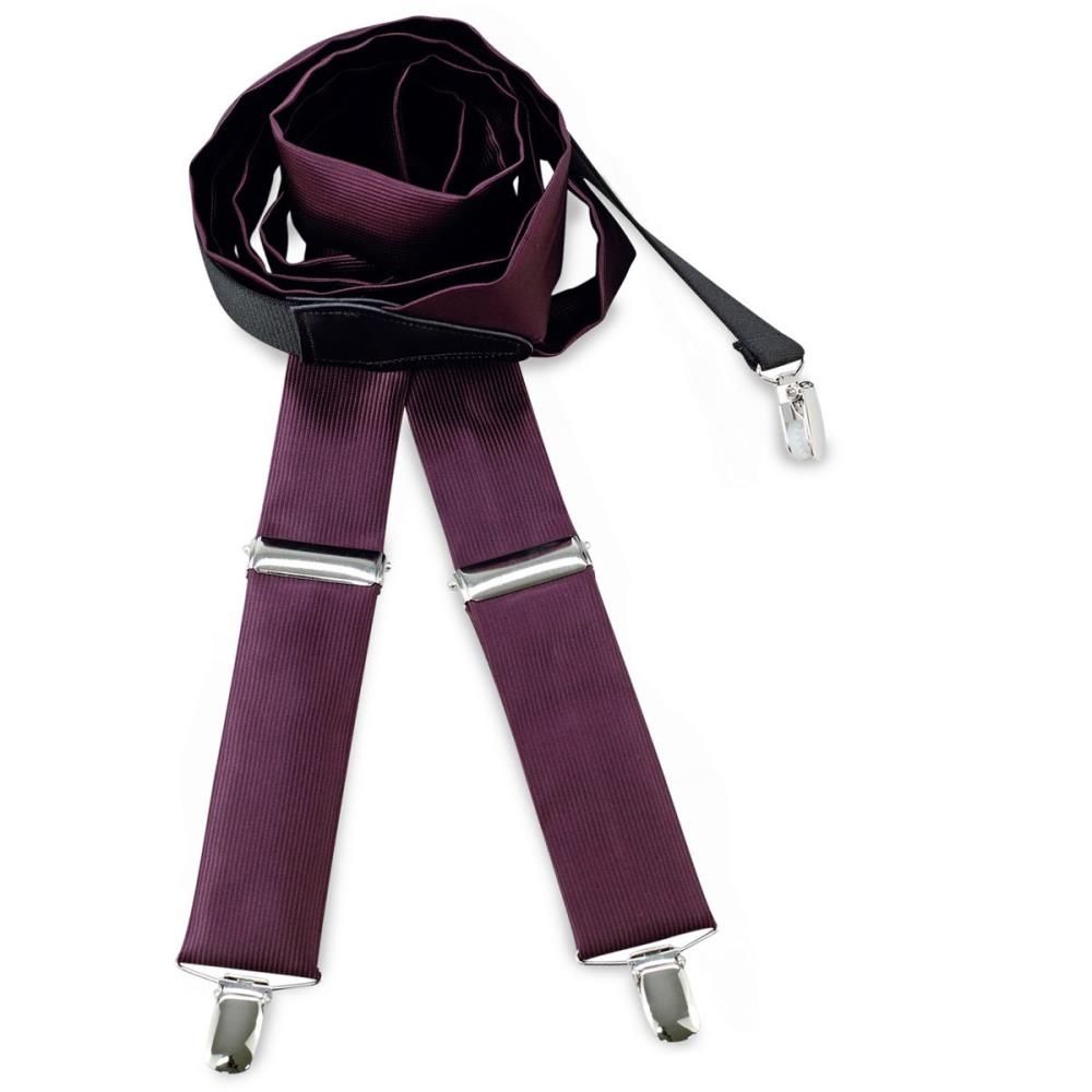 Suspenders tie fabric aubergine - 1