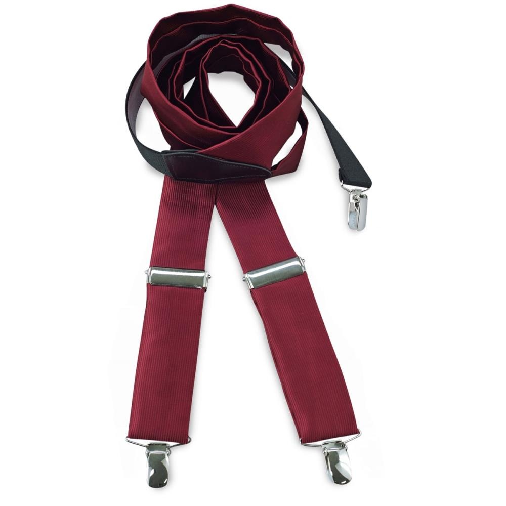 Suspenders tie fabric bordeaux red - 1