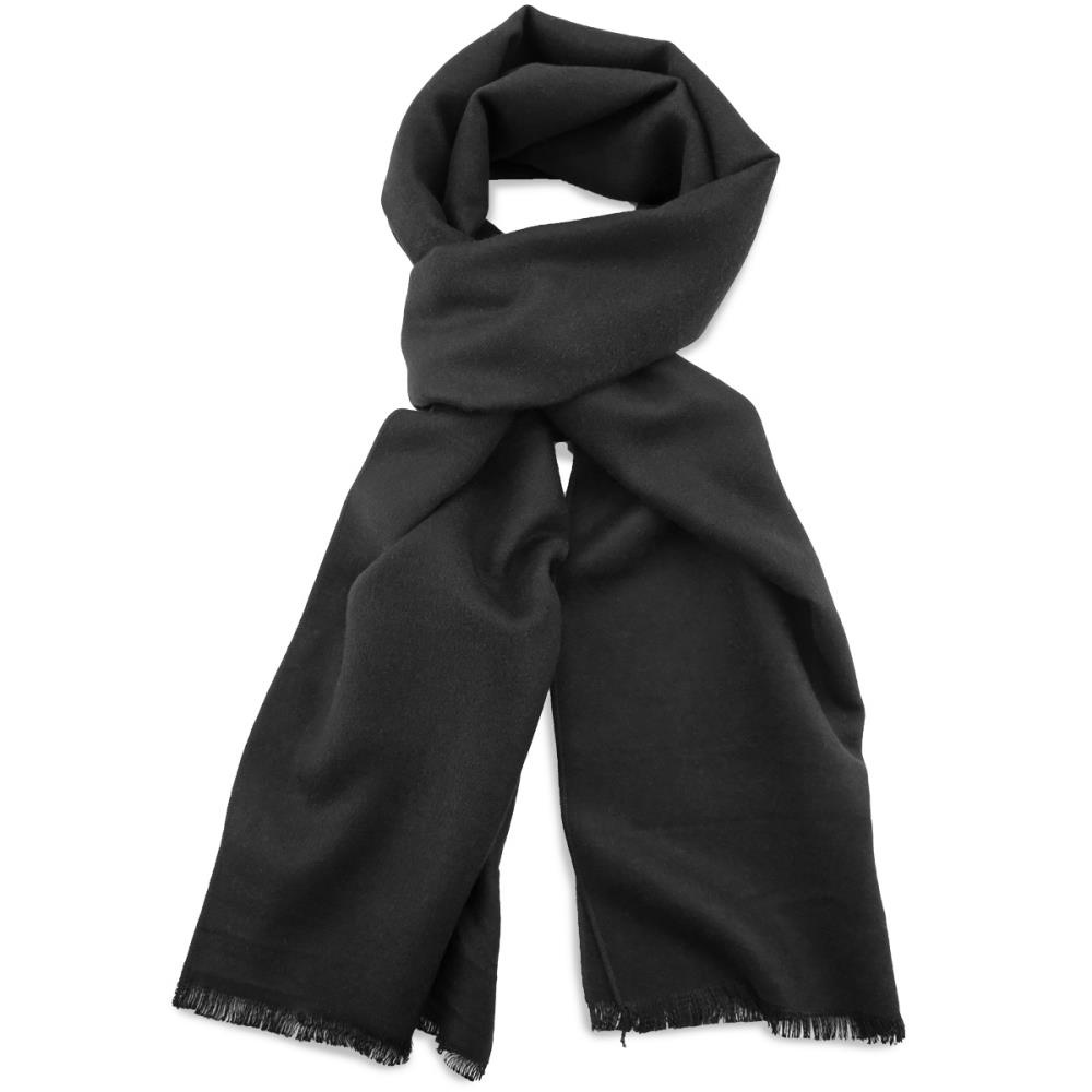 unisex scarf plain viscose black rectangle - 1