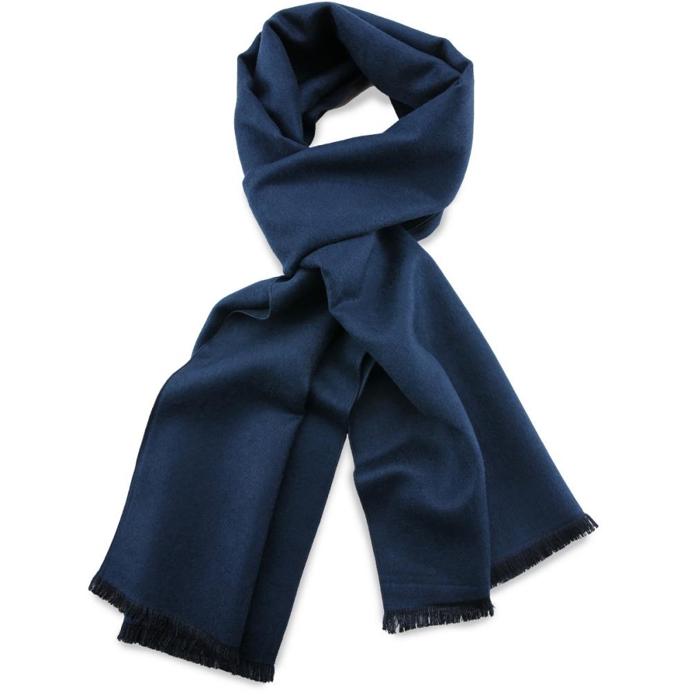 unisex scarf plain viscose navy blue rectangle - 1