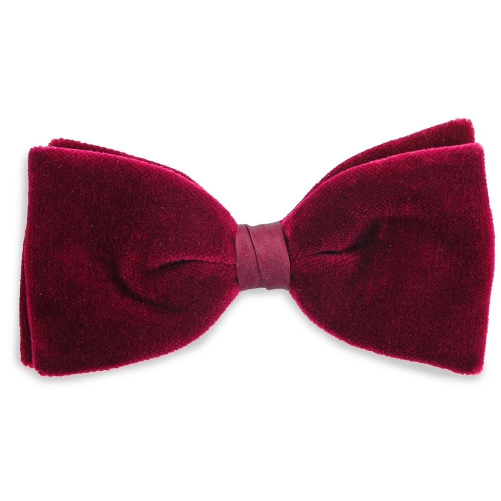 velvet bow tie bordeaux red - 1