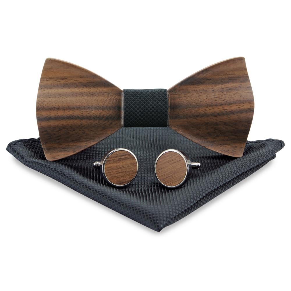 Wooden bow tie gift set Trendy black 2 - 1