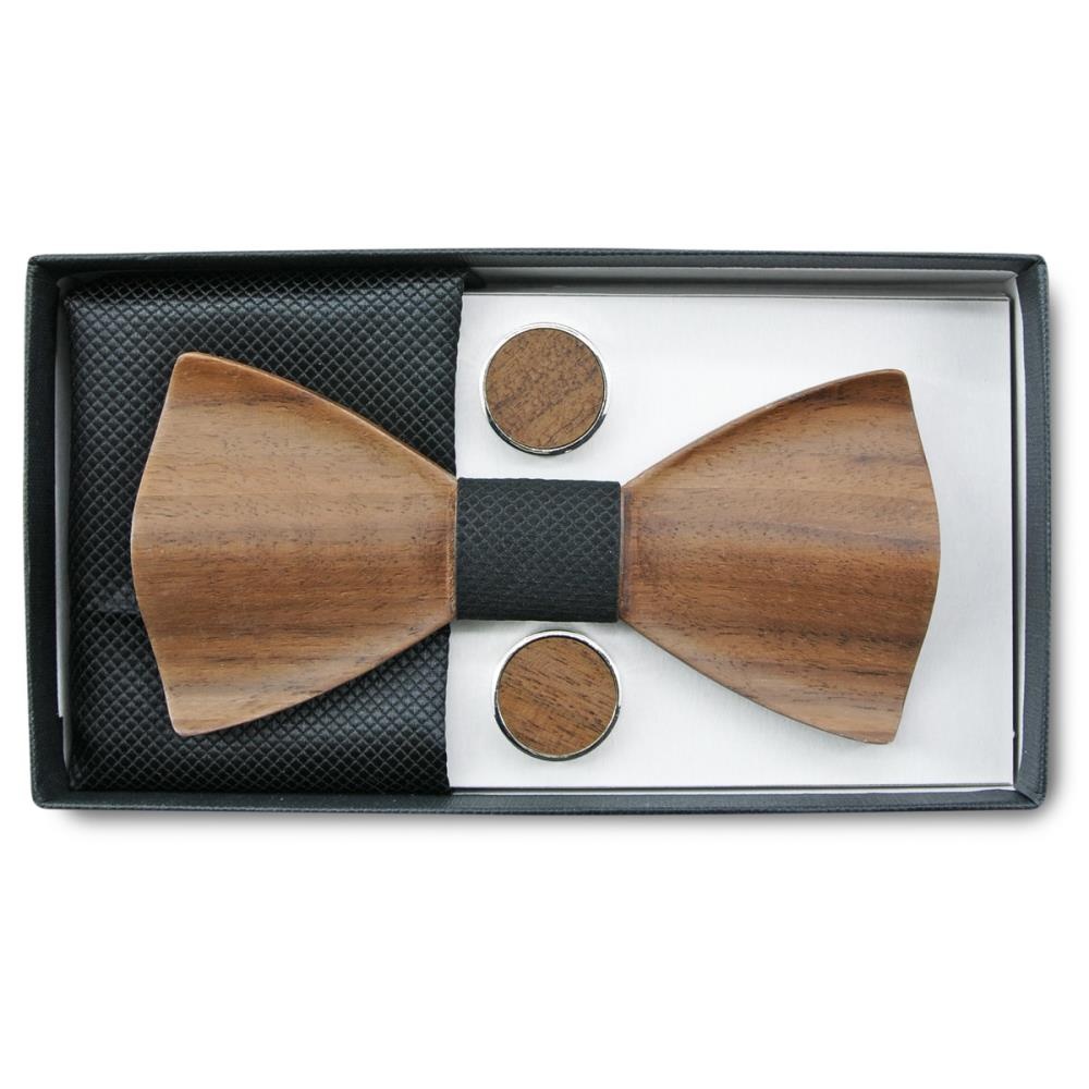 Wooden bow tie gift set Trendy black 2 - 2