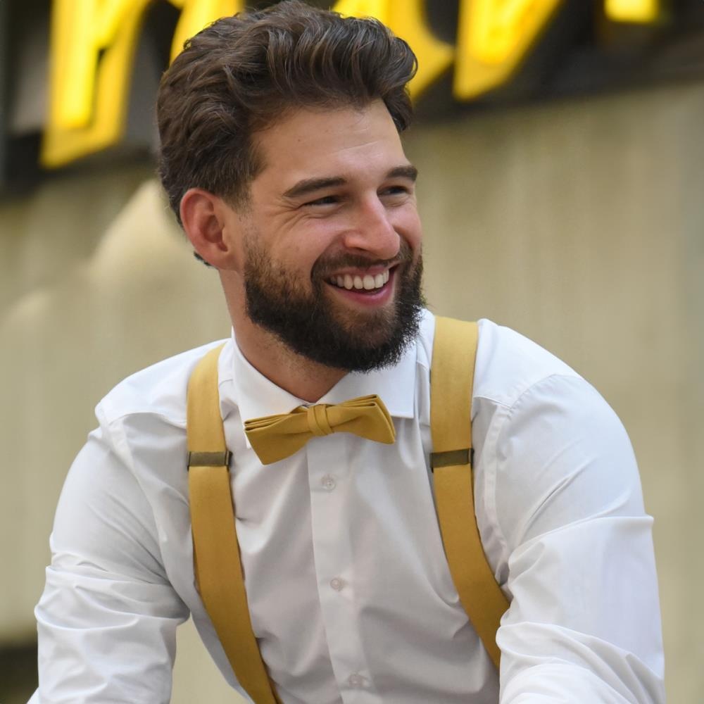 WORK bow tie denim ochre - 2