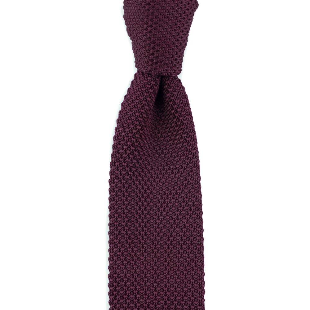 WORK knitted tie aubergine - 1