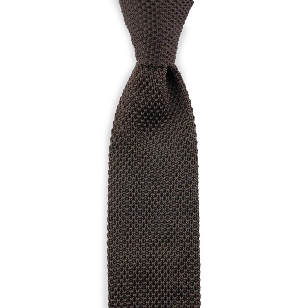 WORK knitted tie dark brown - 1