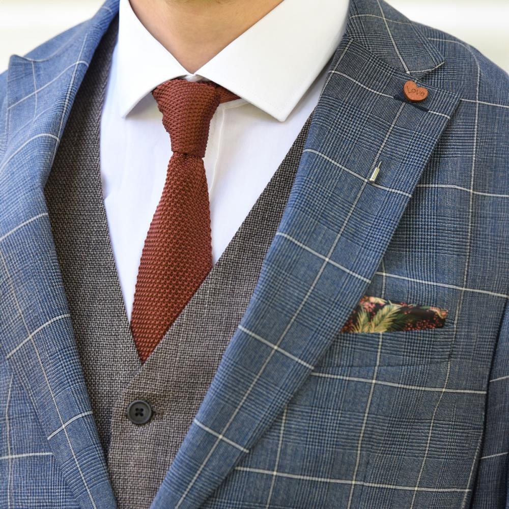 WORK knitted tie rust brown - 1