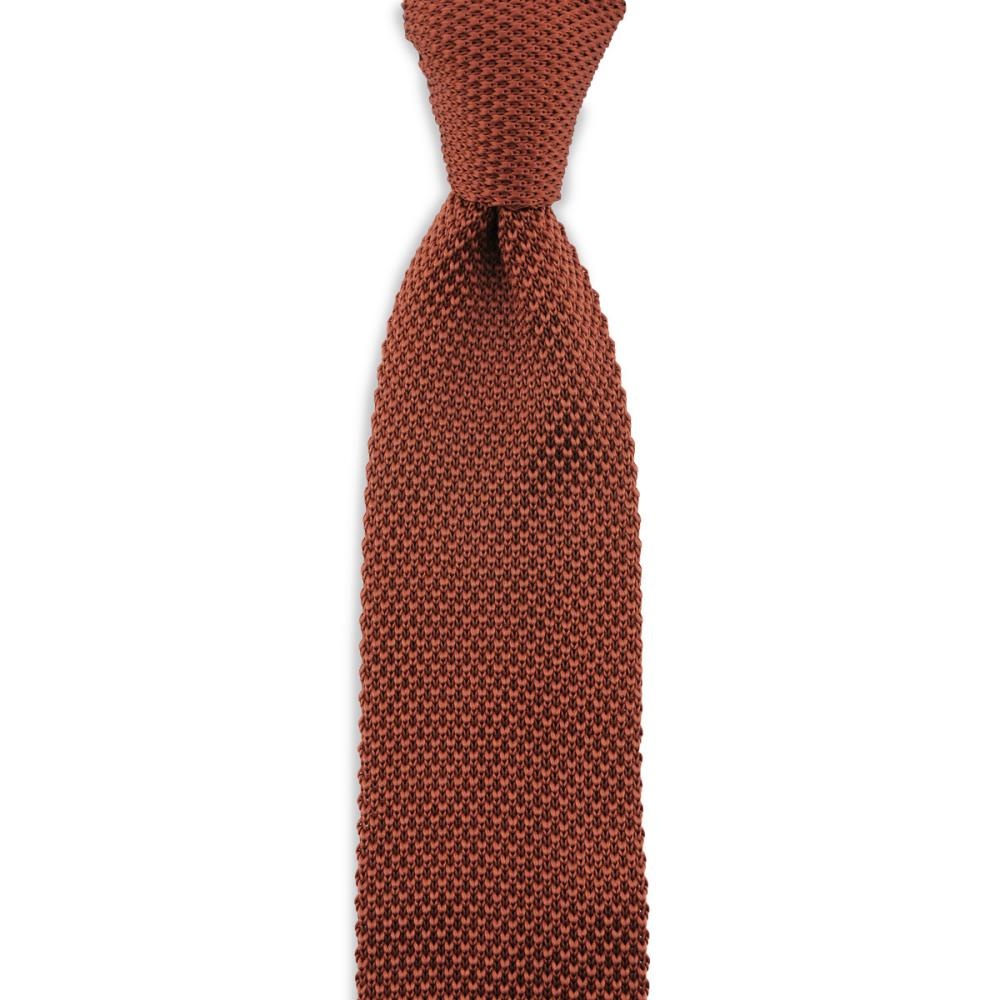 WORK knitted tie rust brown - 2