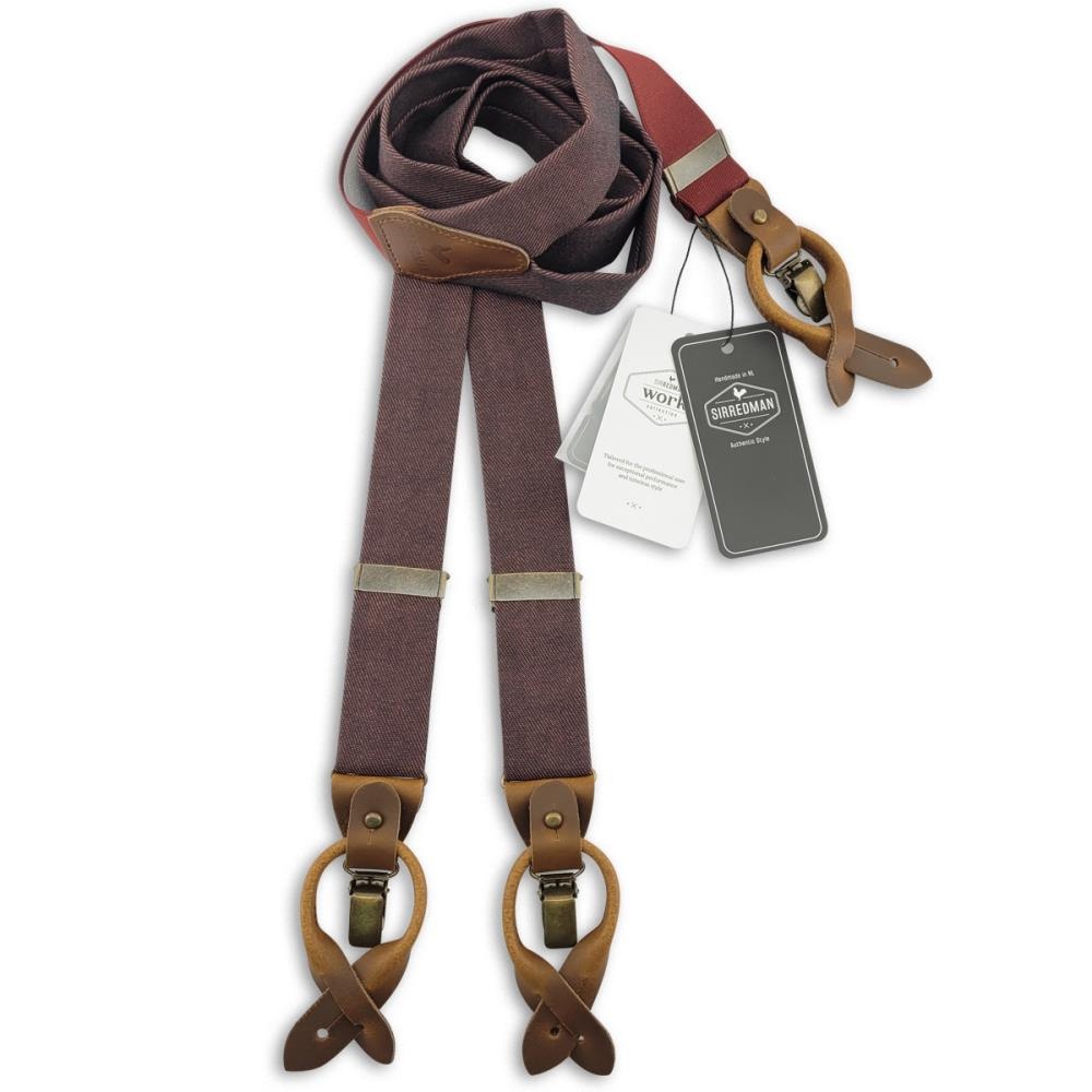 WORK suspenders burgundy denim - 1