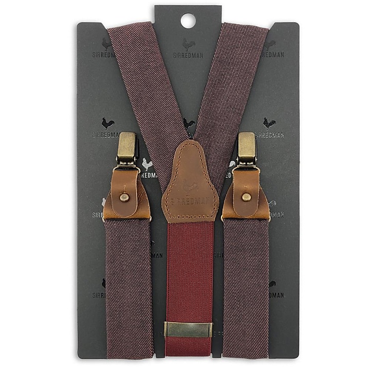WORK suspenders burgundy denim