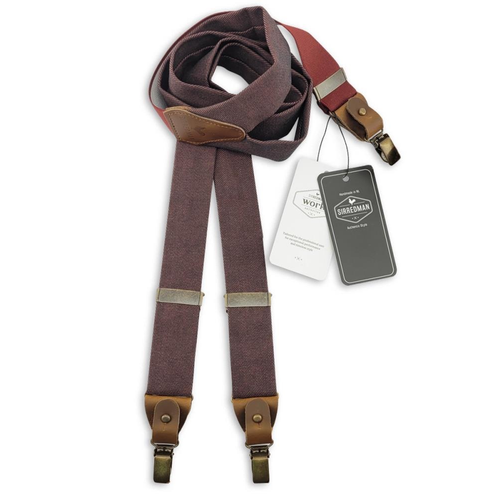 WORK suspenders denim burgundy - 1