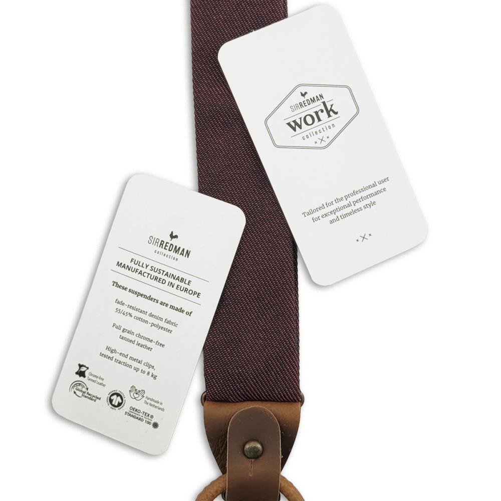 WORK suspenders denim burgundy - 3