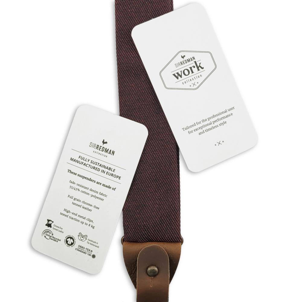 WORK suspenders denim burgundy - 3