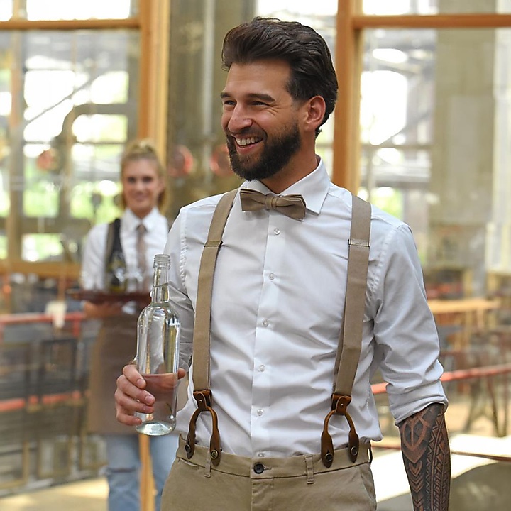 WORK suspenders denim taupe