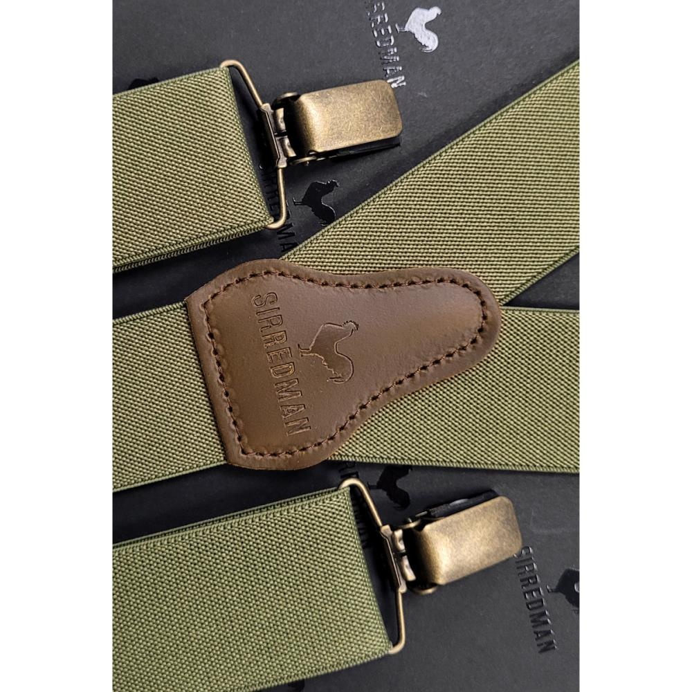 WORK suspenders olive green elastic - 3