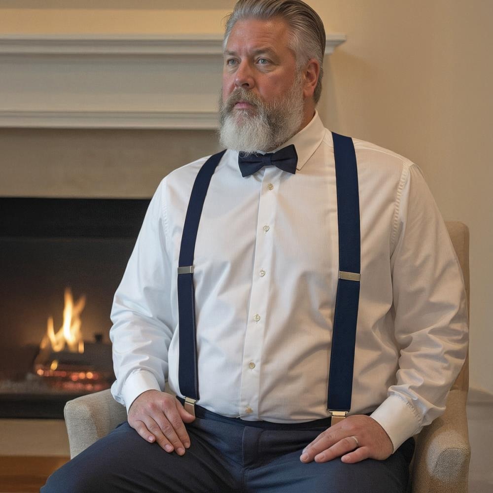 XL suspenders navy blue - 1