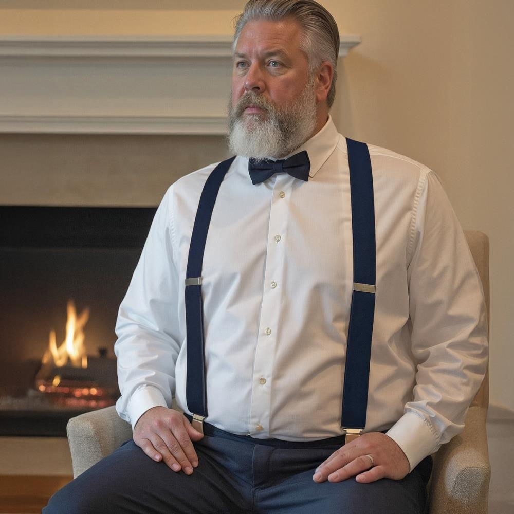 XL suspenders navy blue - 2