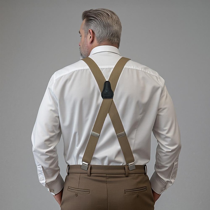 XL suspenders taupe