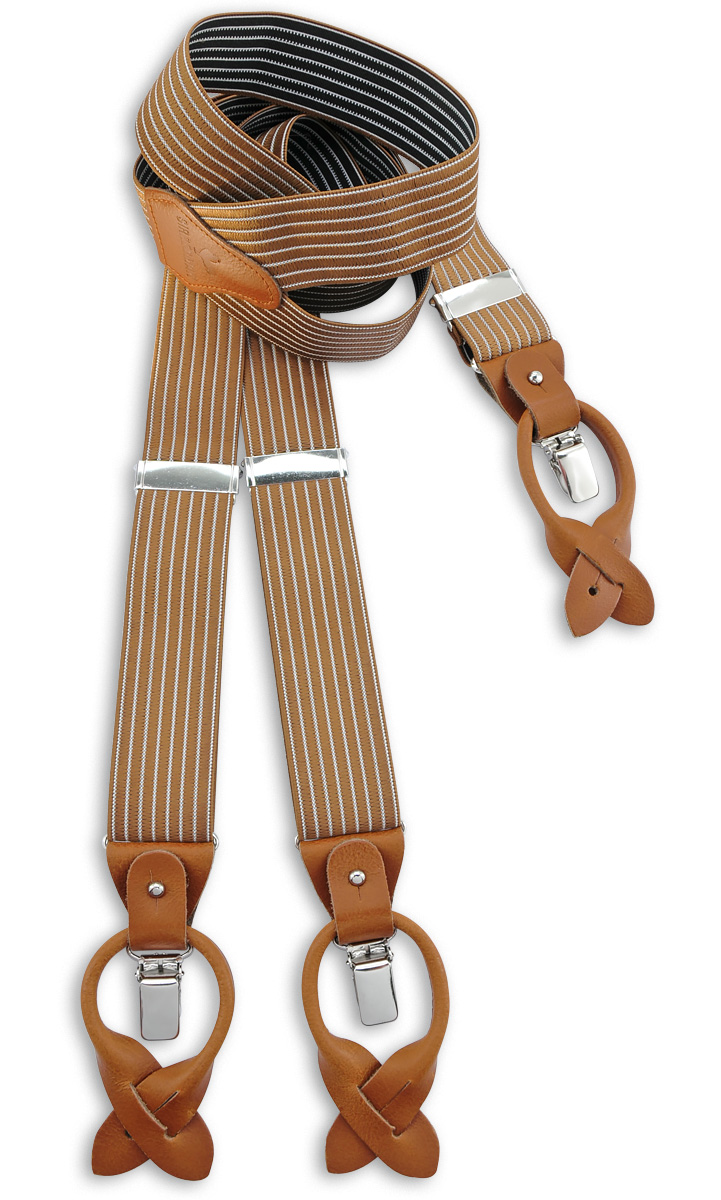 Sir Redman deluxe suspenders Striped Gent cognac, Suspenders